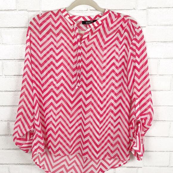 A.N.A Pink & White Button Down Blouse Size Medium - Picture 2 of 8